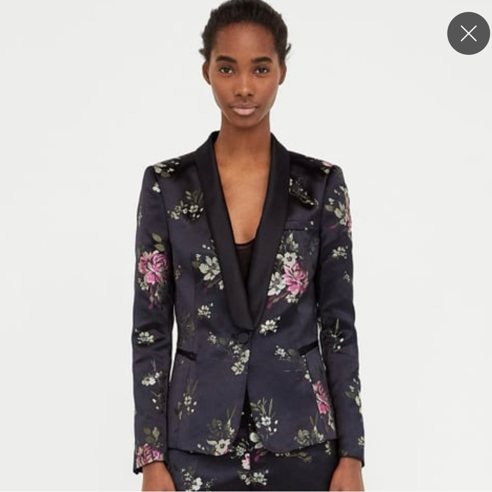 Zara Basic Jacquard Tuxedo Blazer - Size X-Small - Picture 1 of 16